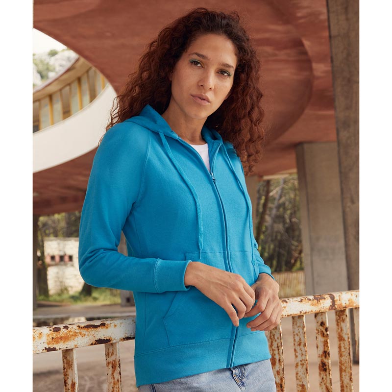 Women's lightweight hooded sweatshirt jacket - Azure Blue XS